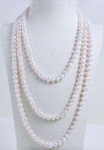 Pink Freshwater Pearl Necklace with Three Strands, 6MM, Korean Casual Style, AAAA Quality