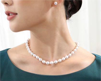 Pale White Freshwater Pearl Necklace - 6-7mm