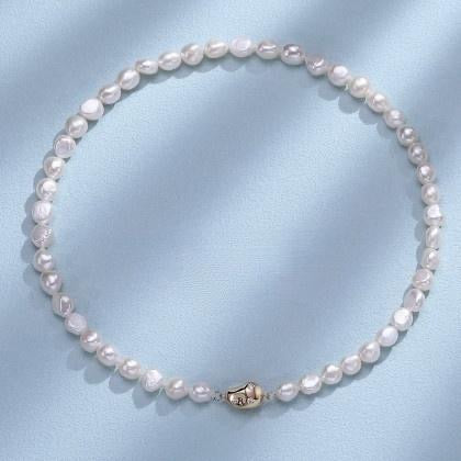 6.5-7.5mm White Freshwater Pearl Necklace - AAA Quality