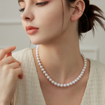 6-7mm White Freshwater Pearl Necklace - AAAA Quality