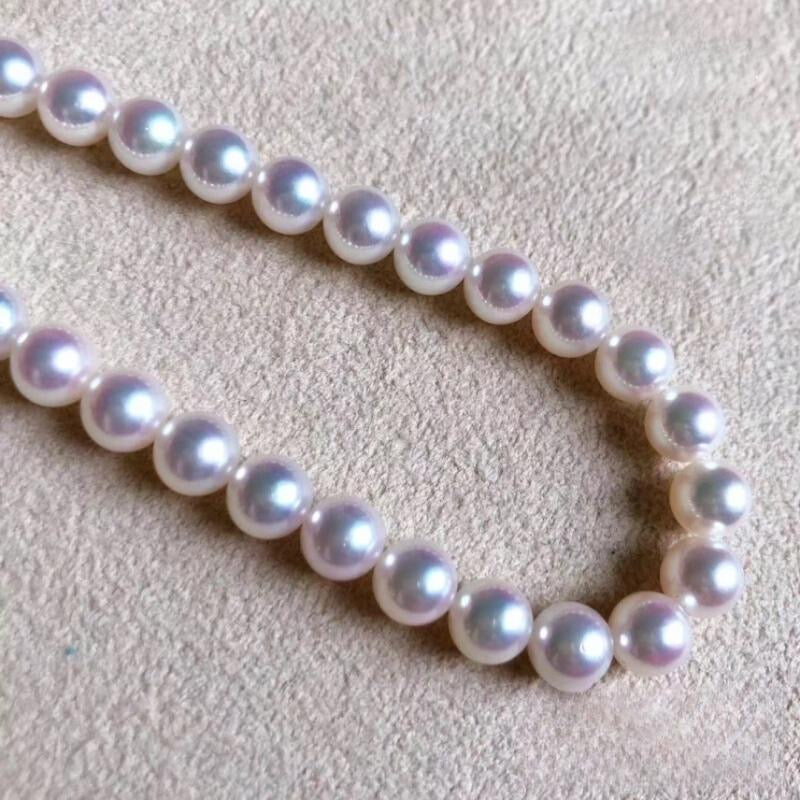 6-7mm White Freshwater Pearl Necklace - AAAA Quality Two loops