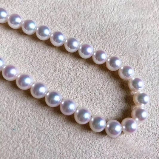 6-7mm White Freshwater Pearl Necklace - AAAA Quality Two loops