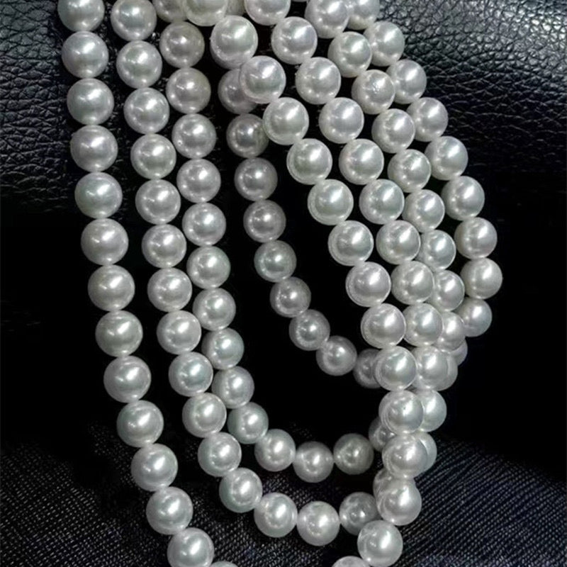 6-7mm White Freshwater Pearl Necklace - AAAA Quality Two loops