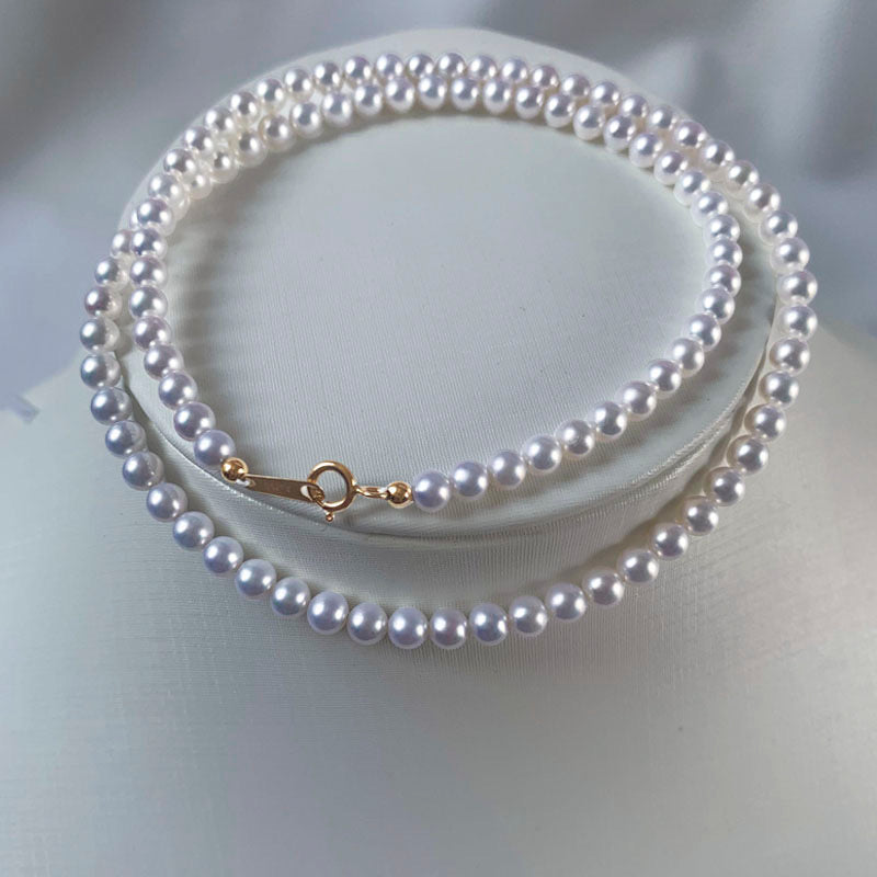 6-7mm White Freshwater Pearl Necklace - AAAA Quality Two loops