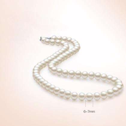 6-7mm White Freshwater Pearl Necklace - AAAA Quality