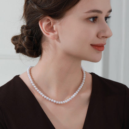 6-7mm White Freshwater Pearl Necklace - AAAA Quality